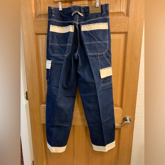 Vintage 90’s Platinum Nova Jeans 36X31 Blue Denim Drawstring Ankle Hip Hop Pants - Picture 8 of 10